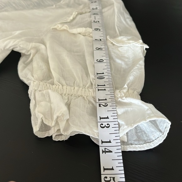 Anthropologie White Puff Sleeve Ruched Blouse - Picture 13 of 13